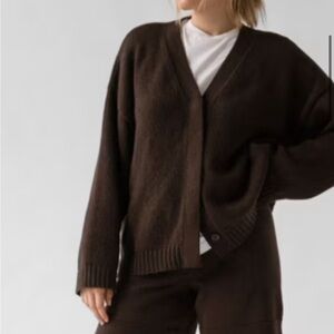 James Street Co oversized cotton cardigan dark brown